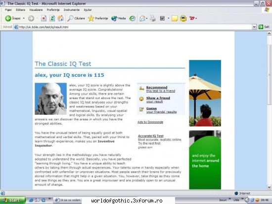 vedem iq-u facut doar 115 oricum aicea zice putin peste nivelu mediu asa cred bine